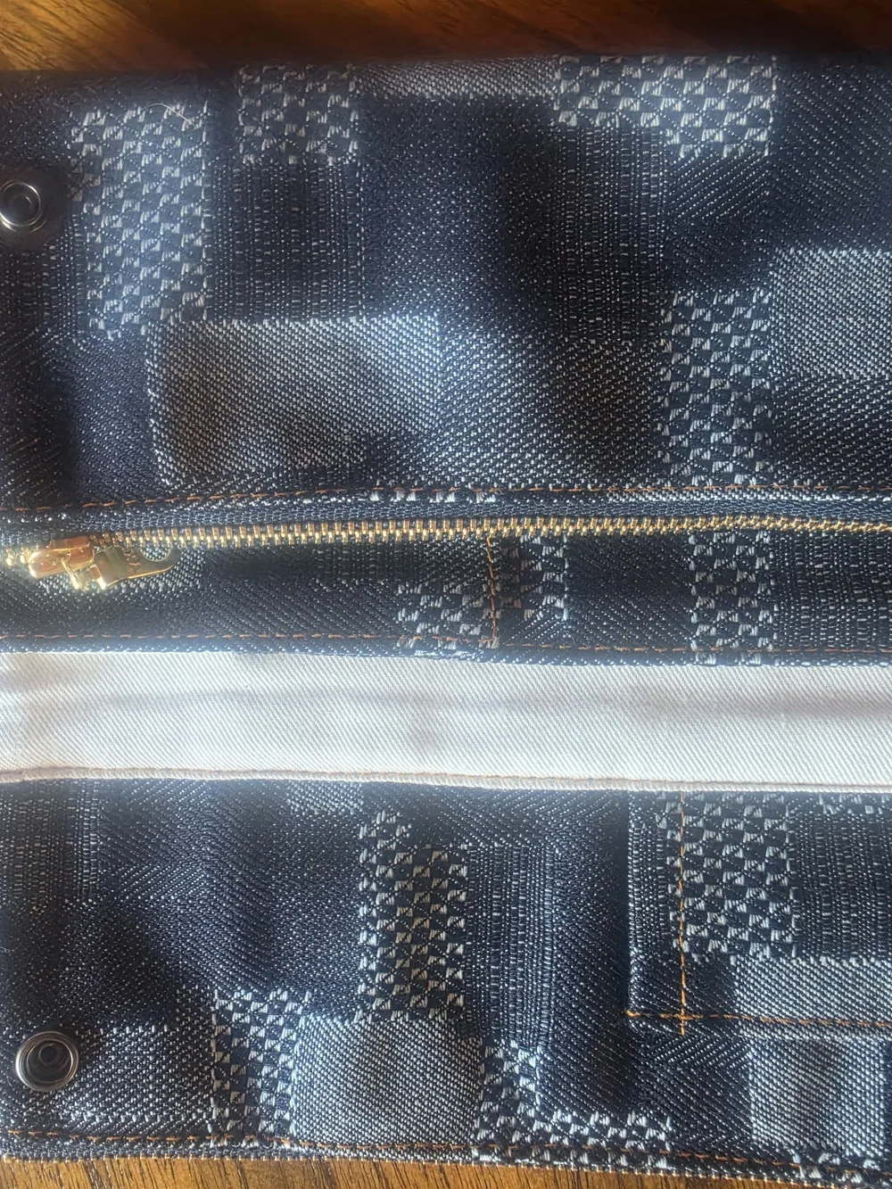 Navy Check Zip Pencil Case Pouch - NWOT